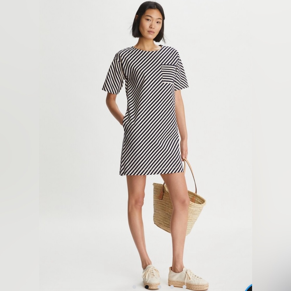 Tory Burch French Cream Pocket Stripe T-Shirt Dress Size XS
Excellent Condition